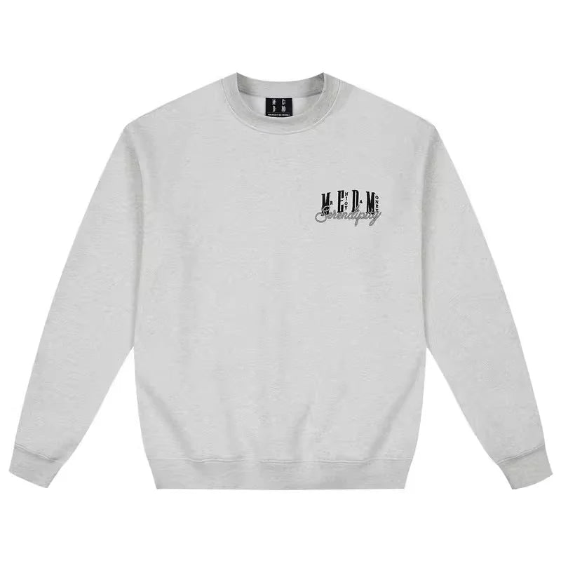MEDM Unisex Oversized Graphic Fleece Sweatshirt - Long Sleeve Crewneck Pullover