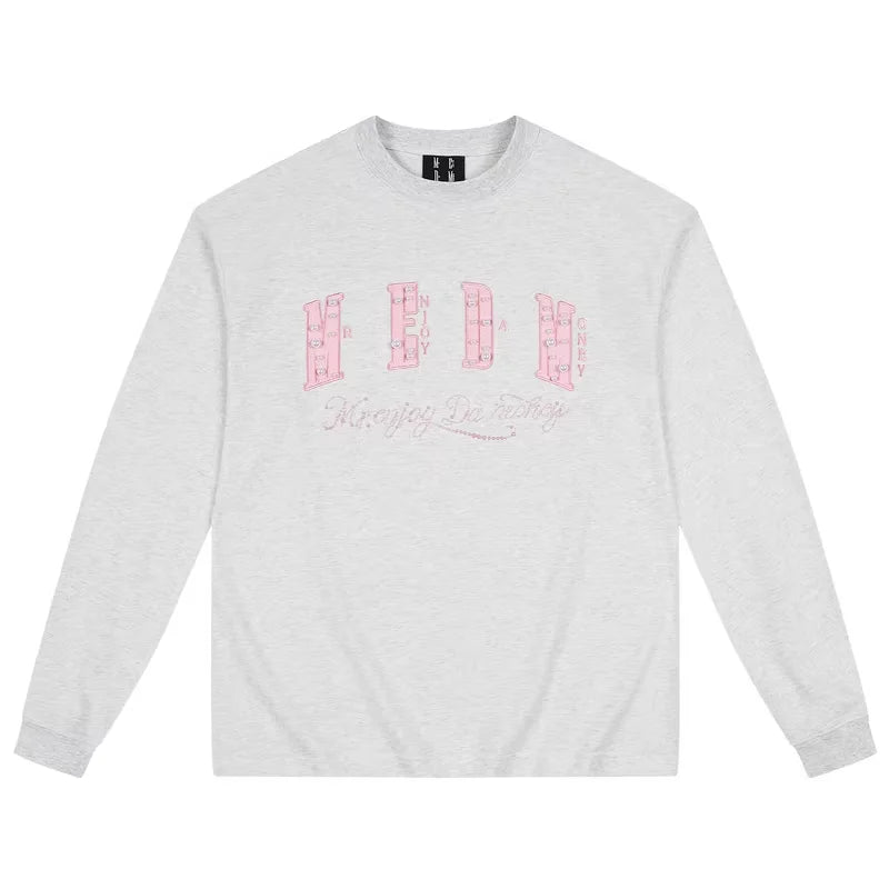 MEDM Multicolor Patch Crew Neck Loose Long Sleeve Sweatshirt