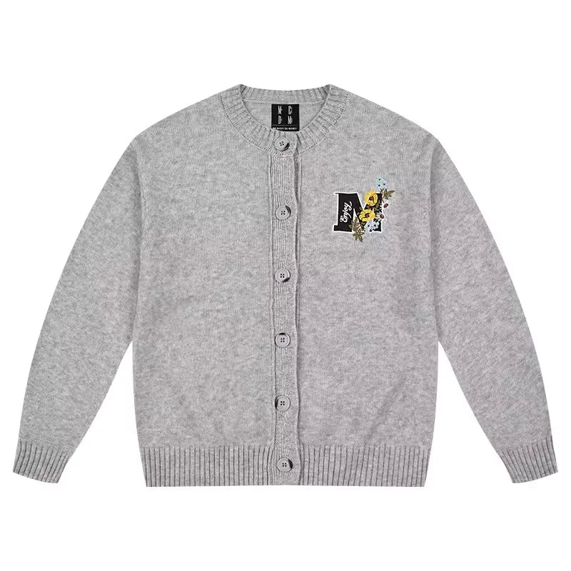 MEDM Floral Embroidered Loose Fit Cardigan Sweater