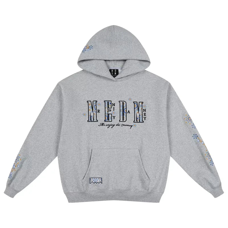 MEDM Ethnic Embroidered Floral Hoodie with Oversized Fit