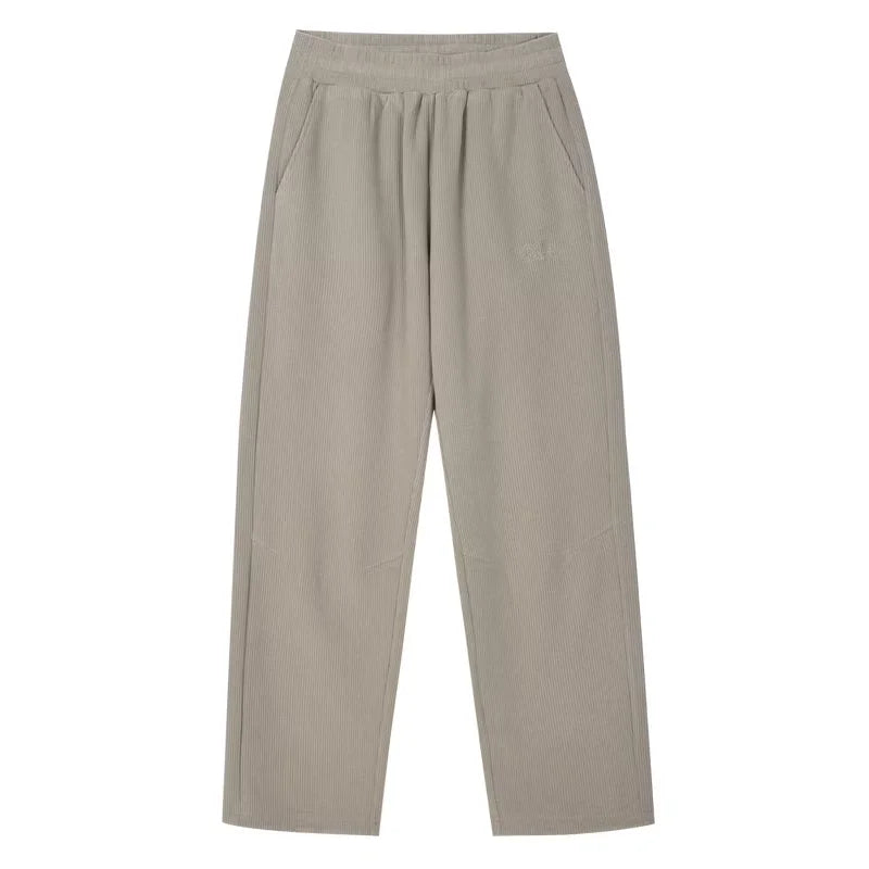 MEDM Corduroy Straight-Leg Sweatpants with Elastic Waist