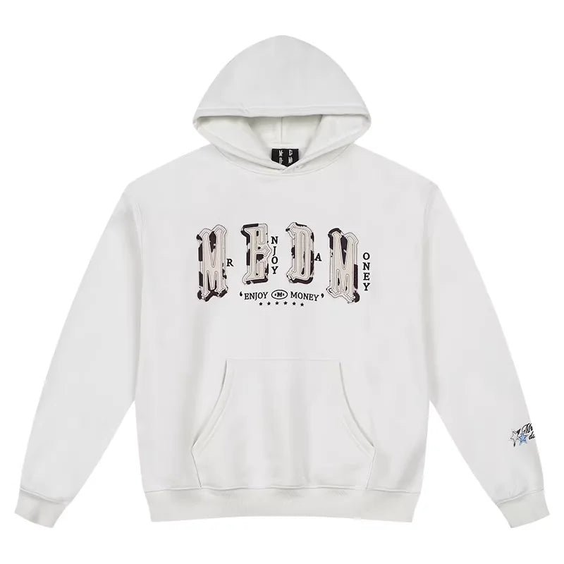 MEDM Embroidered Oversized Hooded Sweatshirt with Four-Letter Design
