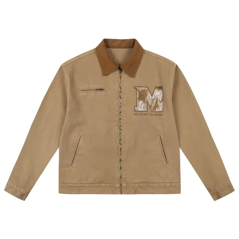 MEDM Unisex Retro Lapel Jacket with Printed Back Design
