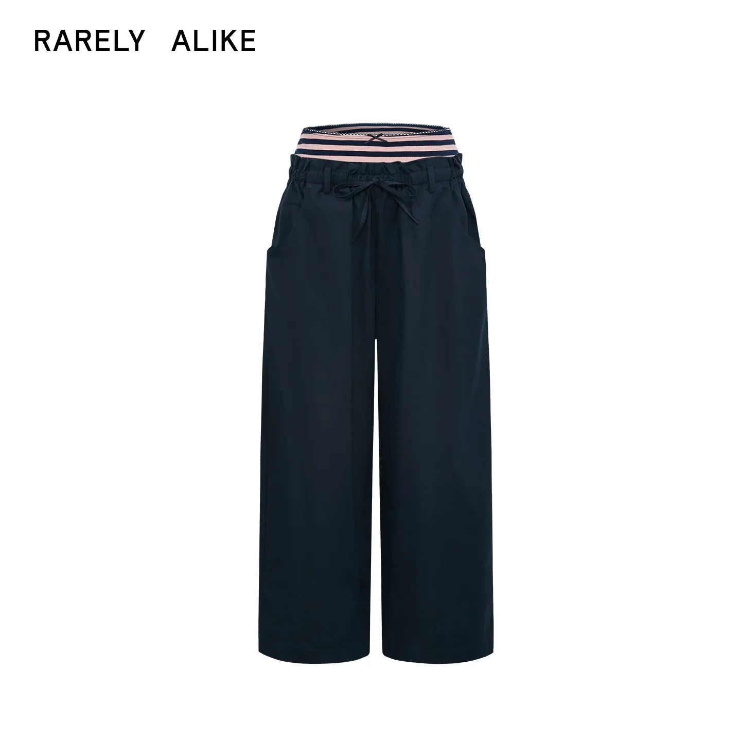 RARELY ALIKE Double Waistband Patchwork Wide-Leg Cargo Pants