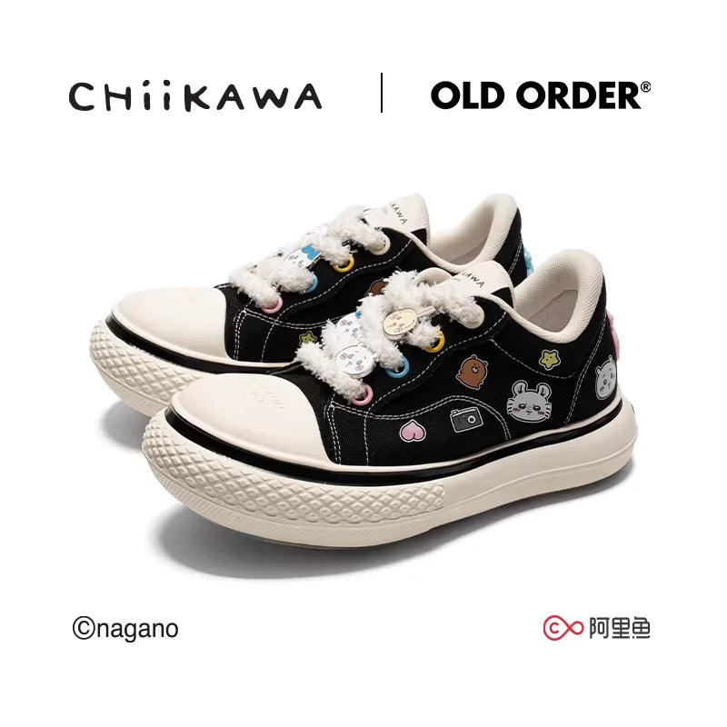 OLDORDER Canvas Platform Sneakers with Character Print - Women's