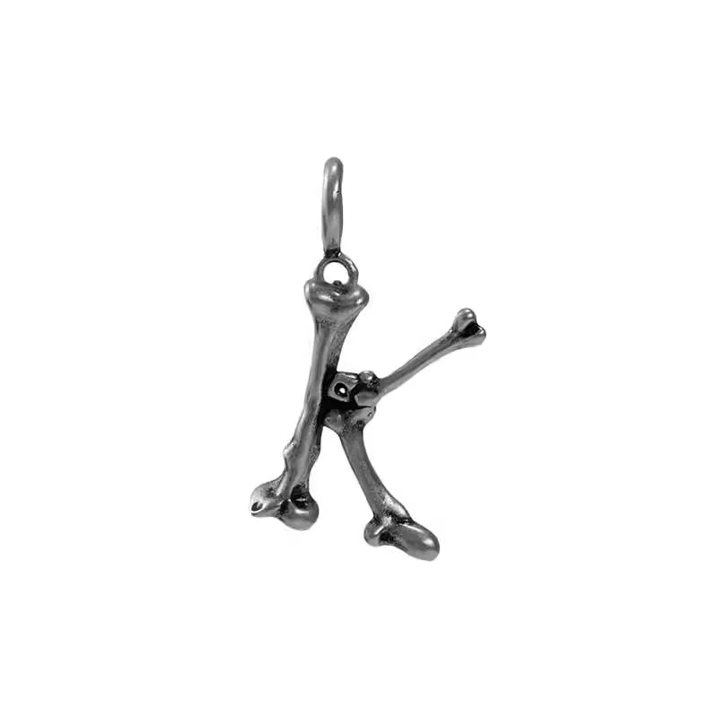 BLACKHEAD S925 Silver Skeleton Alphabet Letter Pendant Necklace Charm