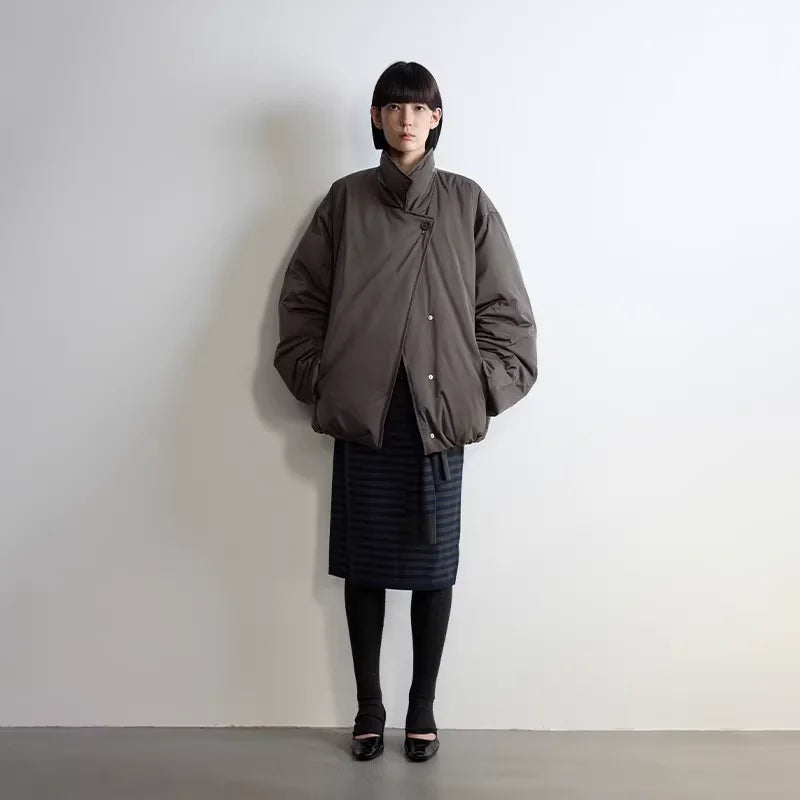 RandomPiece 90 White Duck Down Cocoon Jacket with Foldable Collar