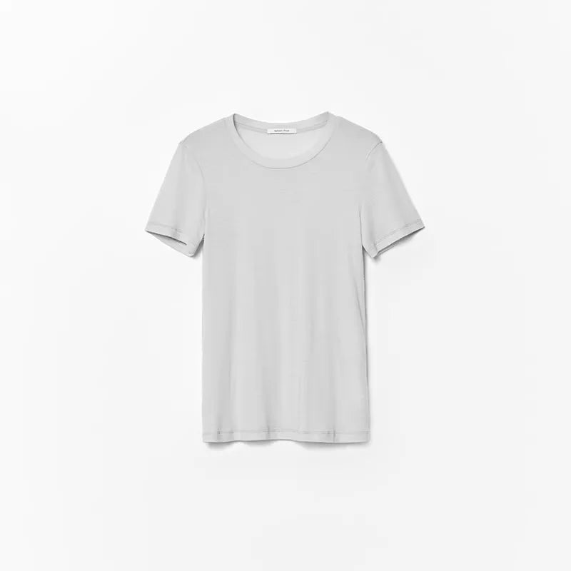 RandomPiece Merino Wool Slim Fit Short Sleeve T-Shirt with U-Neck