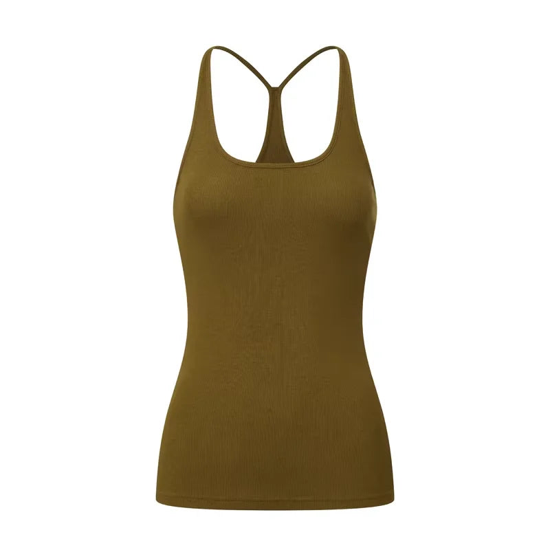 alright then Women's Slim Fit Ribbed Racerback Tank Top