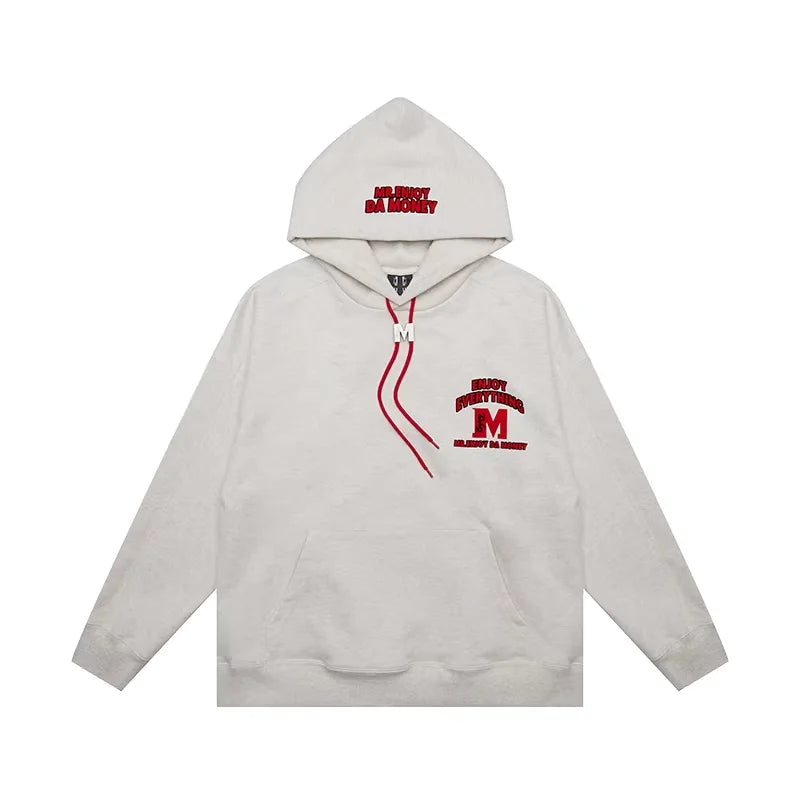 MEDM Men's Oversized Hooded Sweatshirt with Letter Print and Drawstring