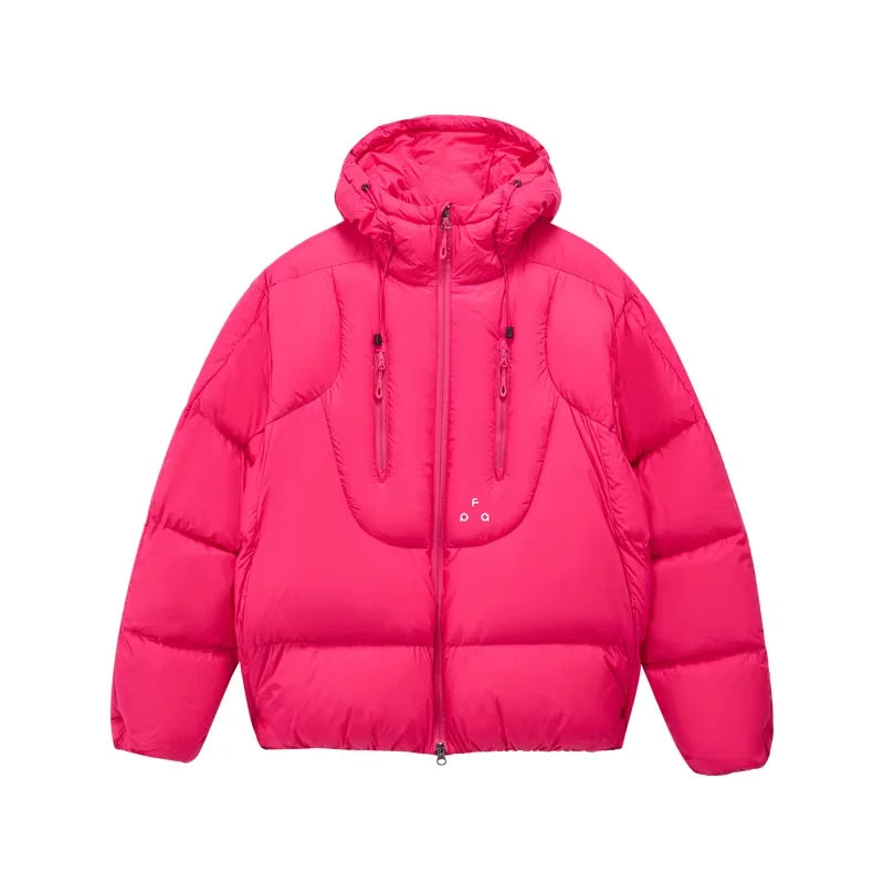 FPA Men's Double-Zip Hooded Down Jacket for Winter with 3D Design and Water Resistance