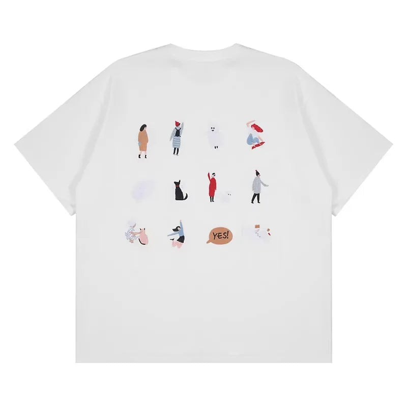 LOSTCTRL Unisex Cartoon Embroidered Oversized T-Shirt