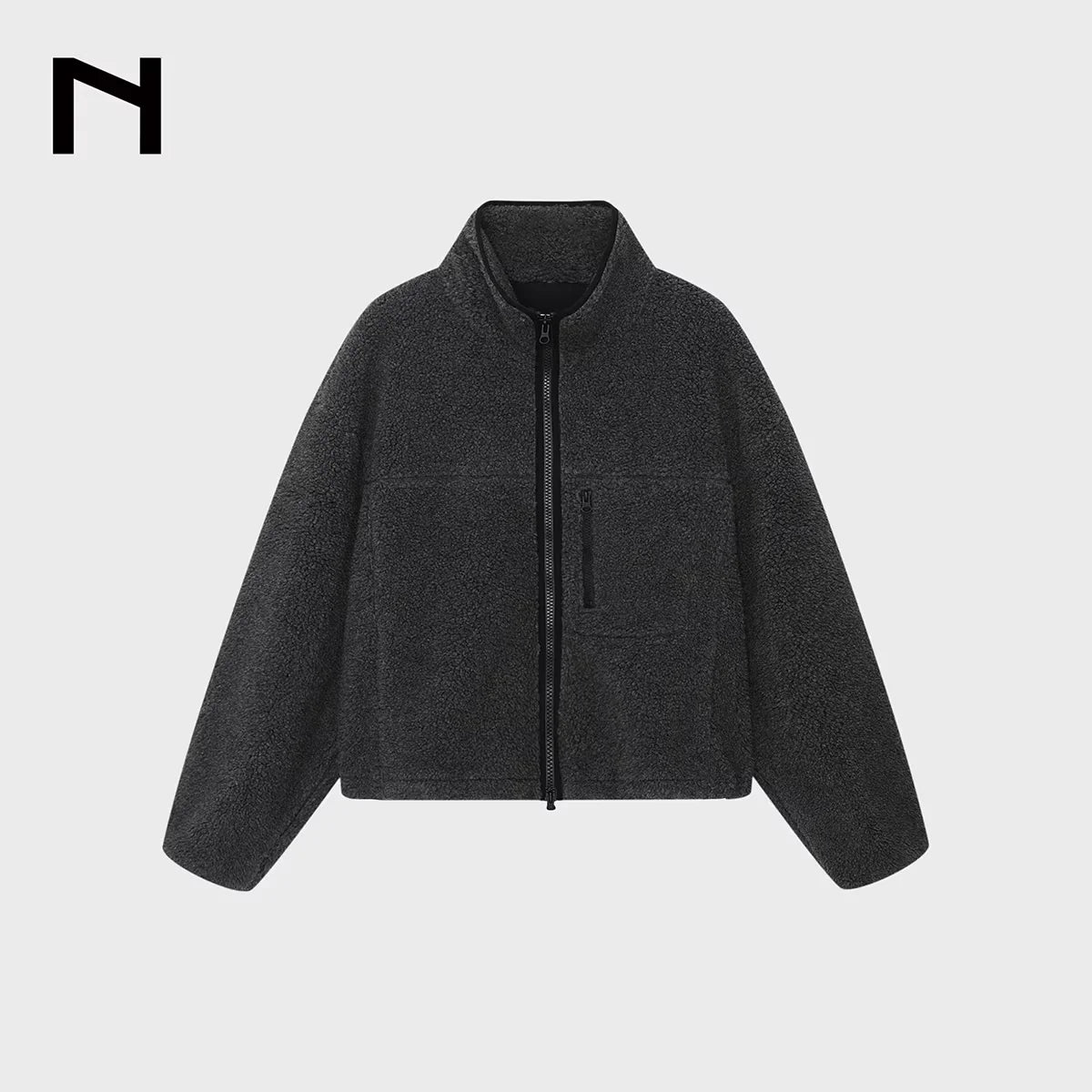 NANS Menswear Sherpa Fleece Contrast Patch Short Jacket