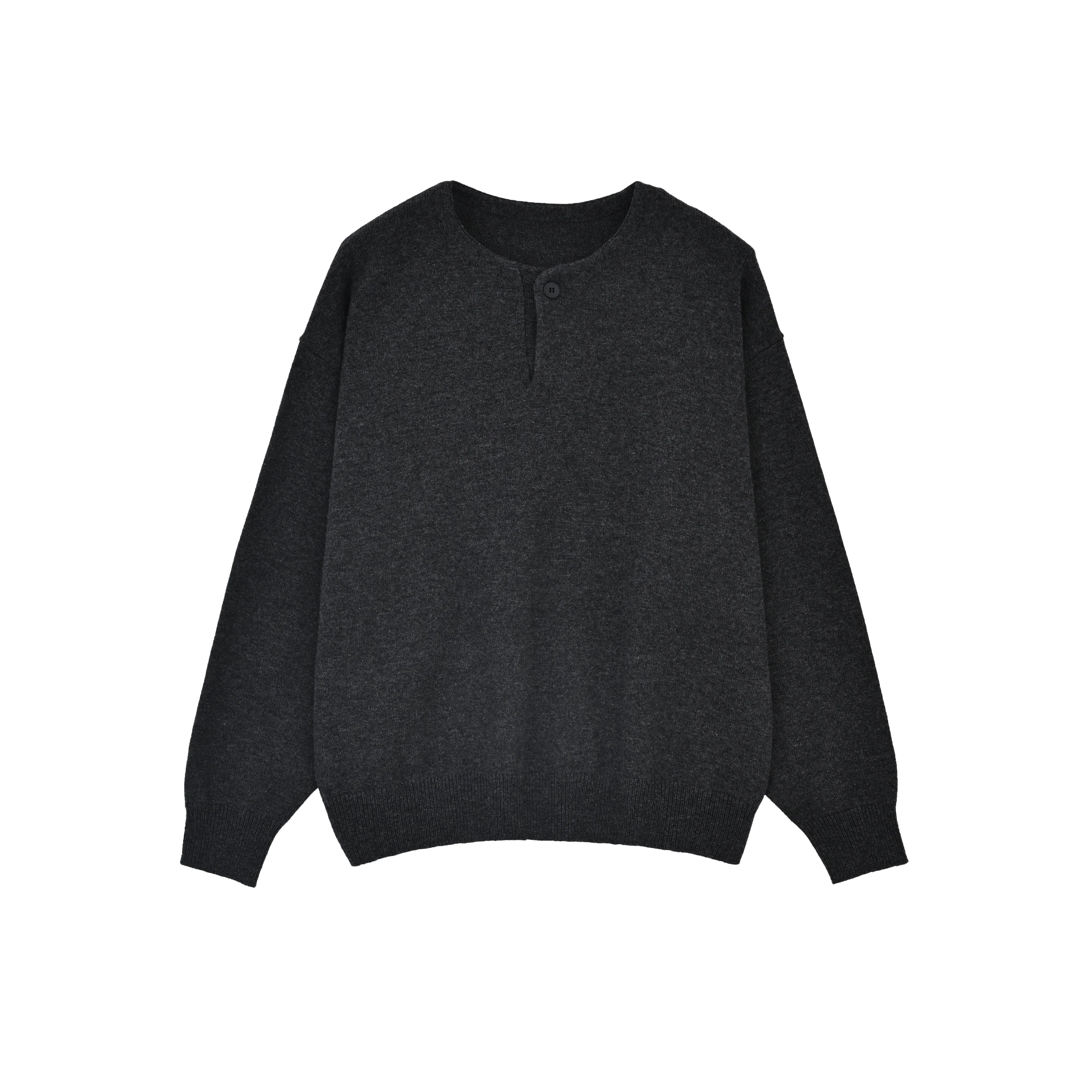 Roolrren homme Men's 100% Wool One-Button Boxy Fit Sweater
