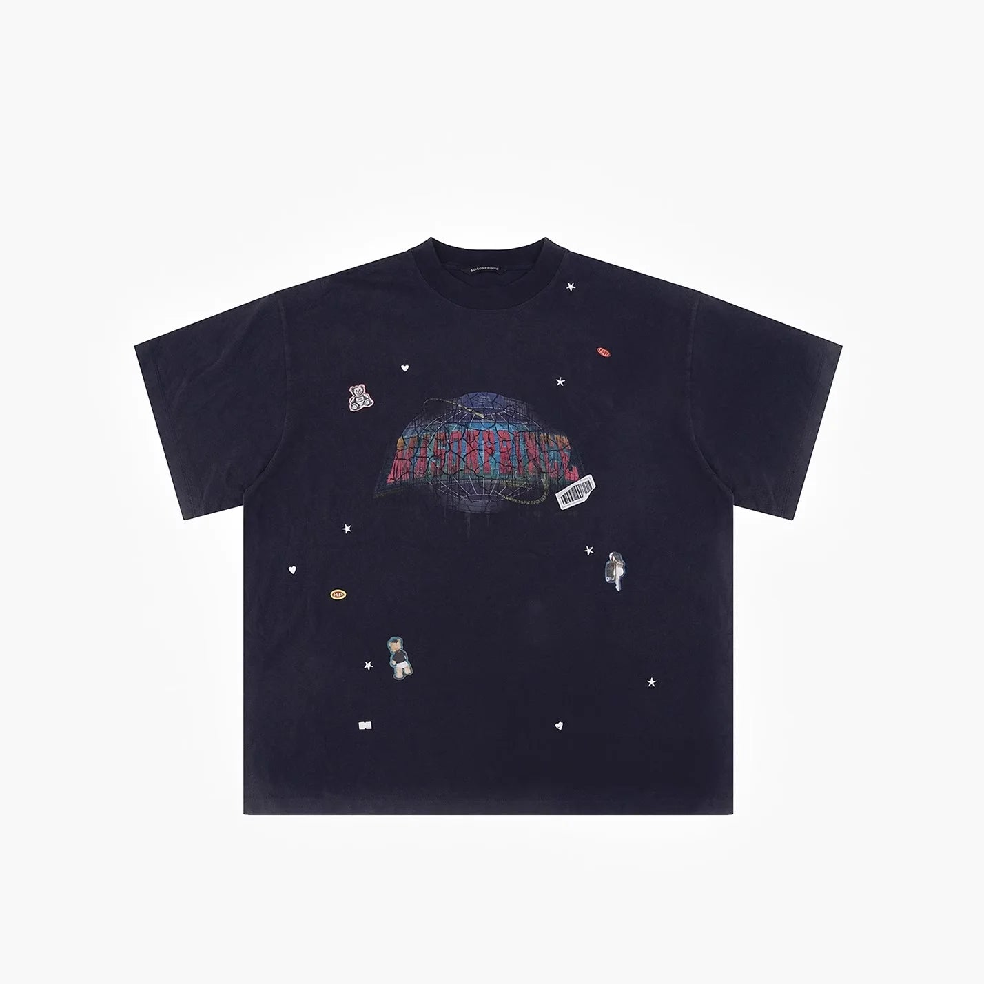 MASONPRINCE 4-Piece Space Patch Knit Set - Short Sleeve, Vest, Hoodie, Pants