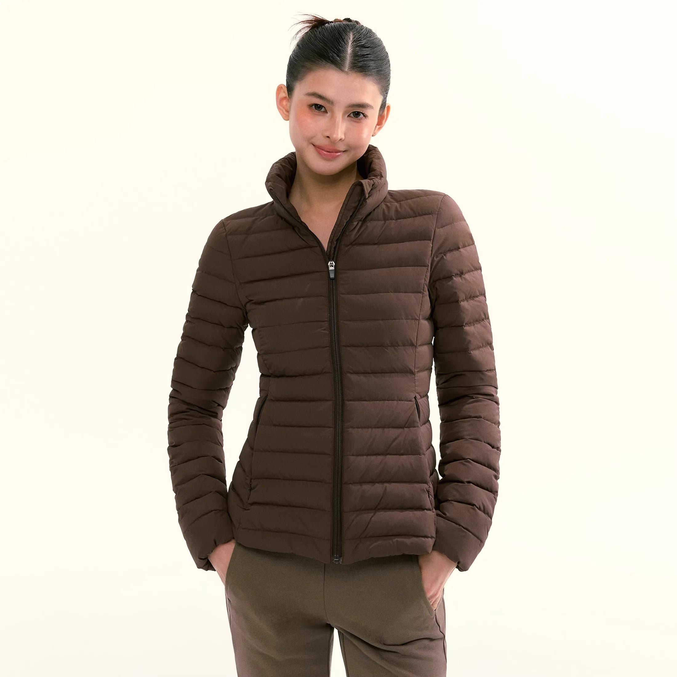 ARISEISM Women's Slim Fit Stand Collar Down Jacket - Lightweight Quilted Winter Coat