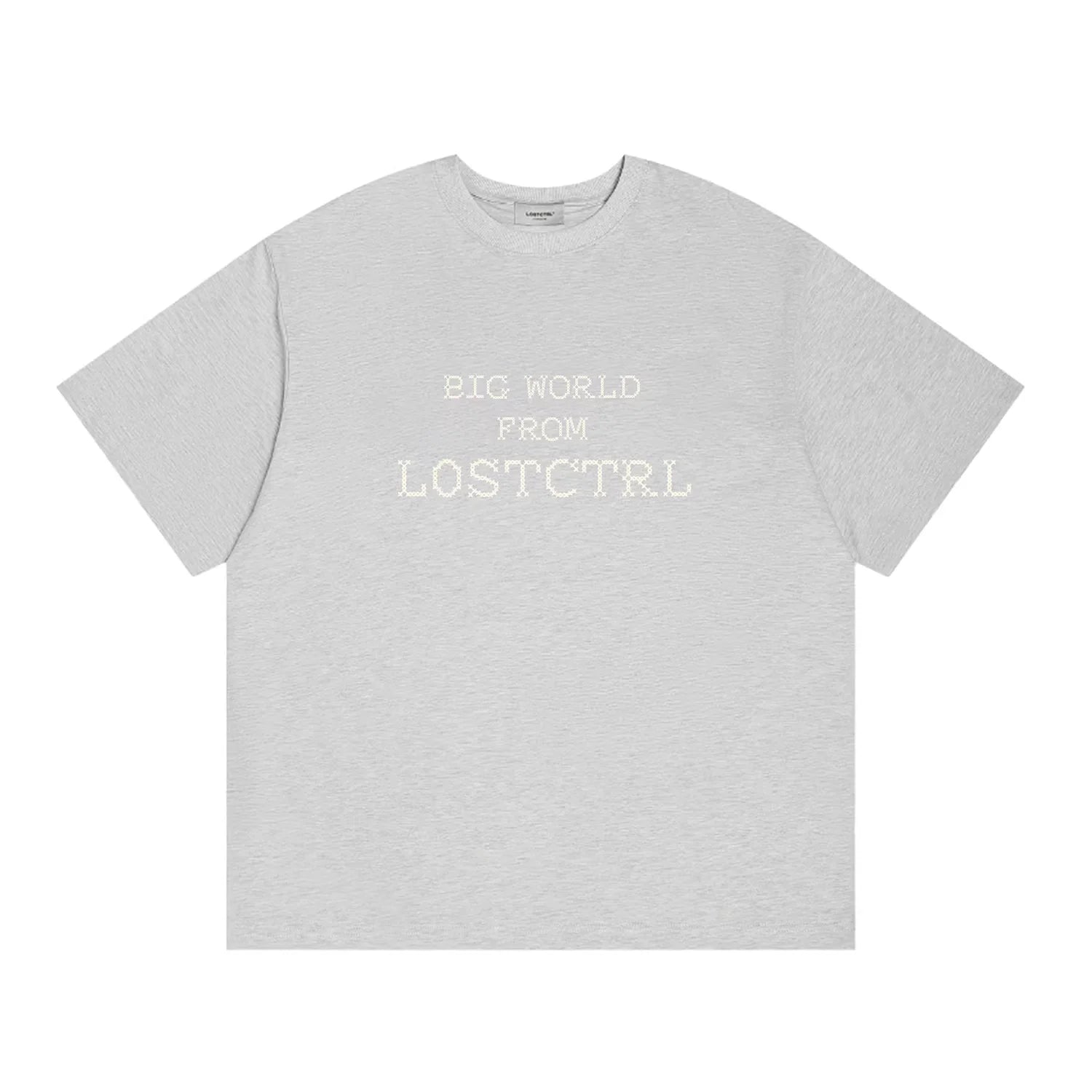 LOSTCTRL Men's Oversized Cross-Stitch Letter T-Shirt - Summer Streetwear