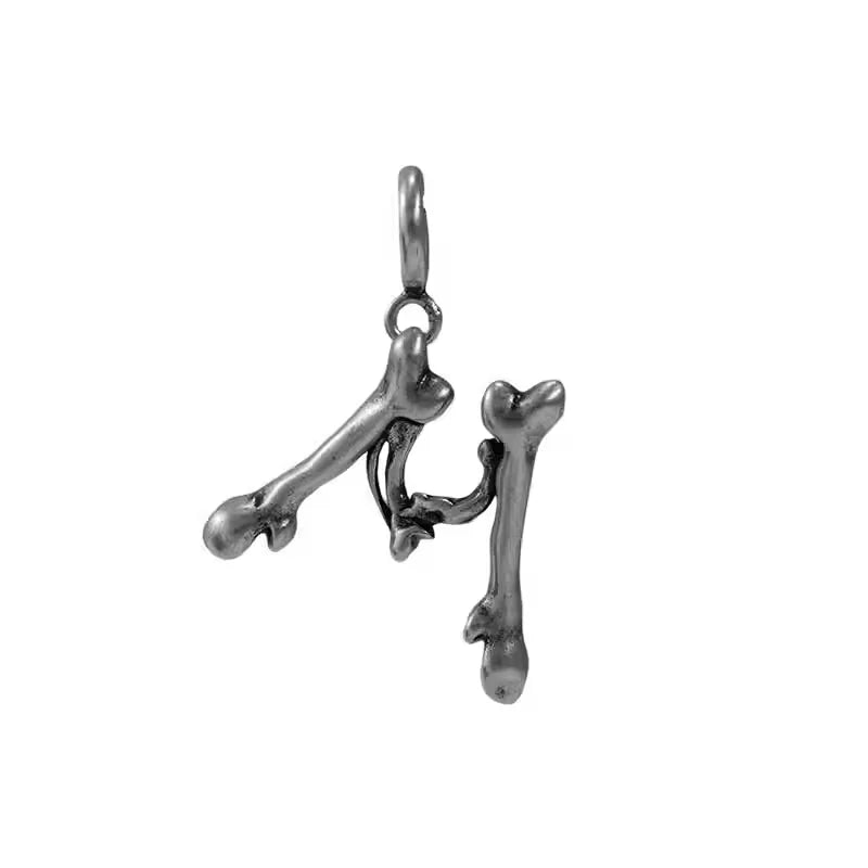 BLACKHEAD S925 Silver Skeleton Alphabet Letter Pendant Necklace Charm