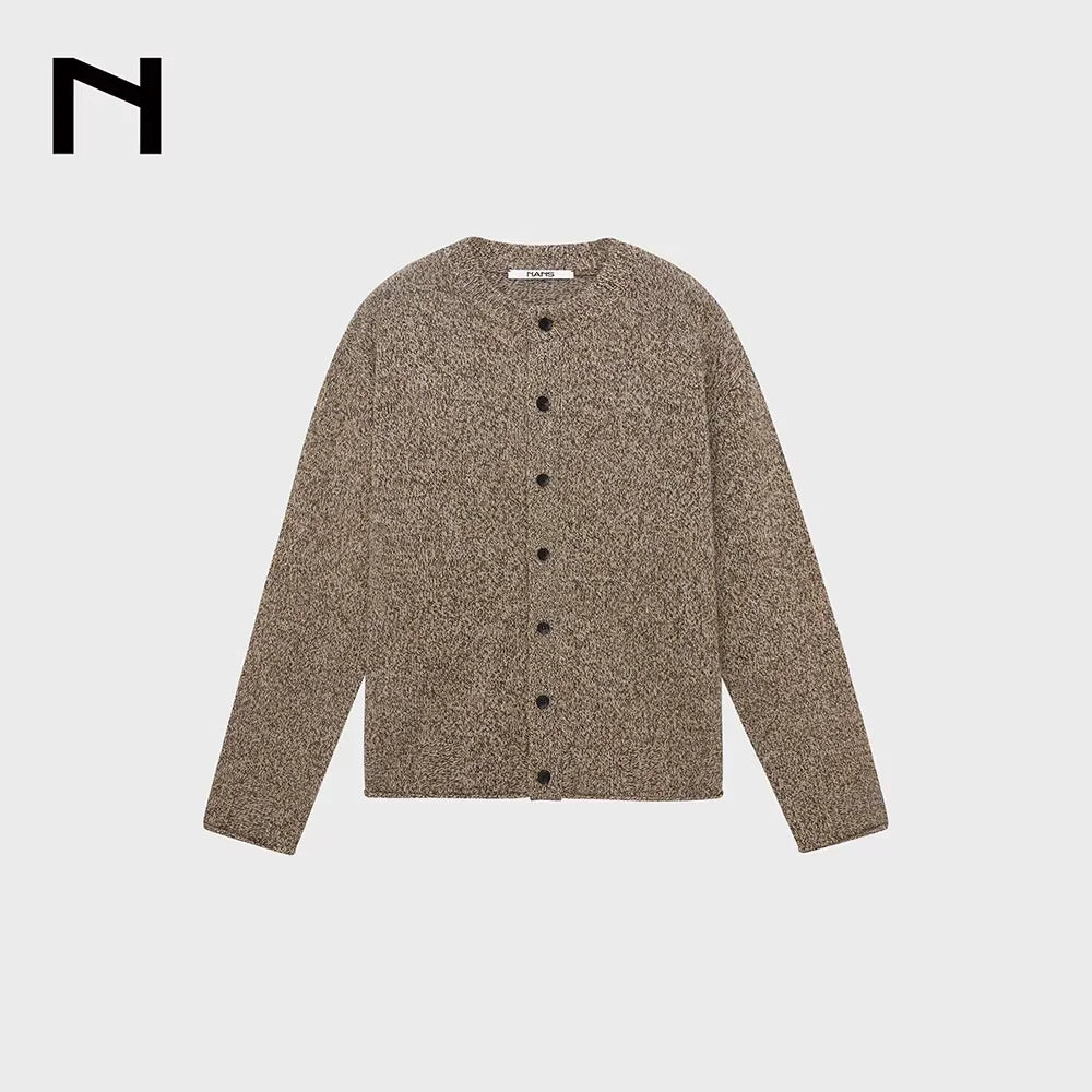 NANS Menswear Men's Extra Fine Merino Wool Slim Knit Cardigan