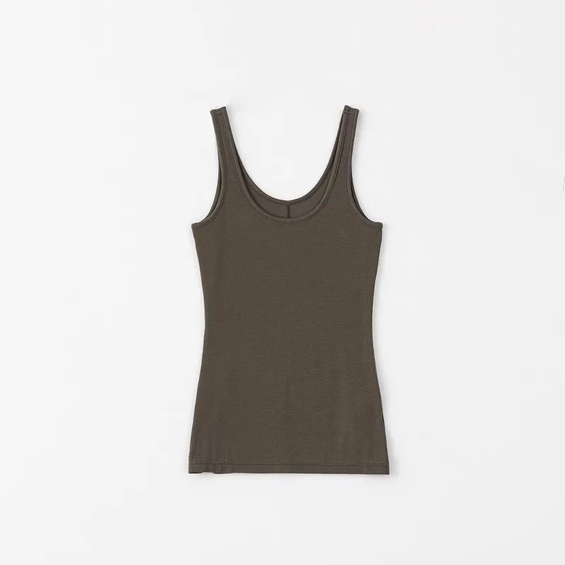 RandomPiece Slim Fit Tencel Wool Tank Top with U-Neckline