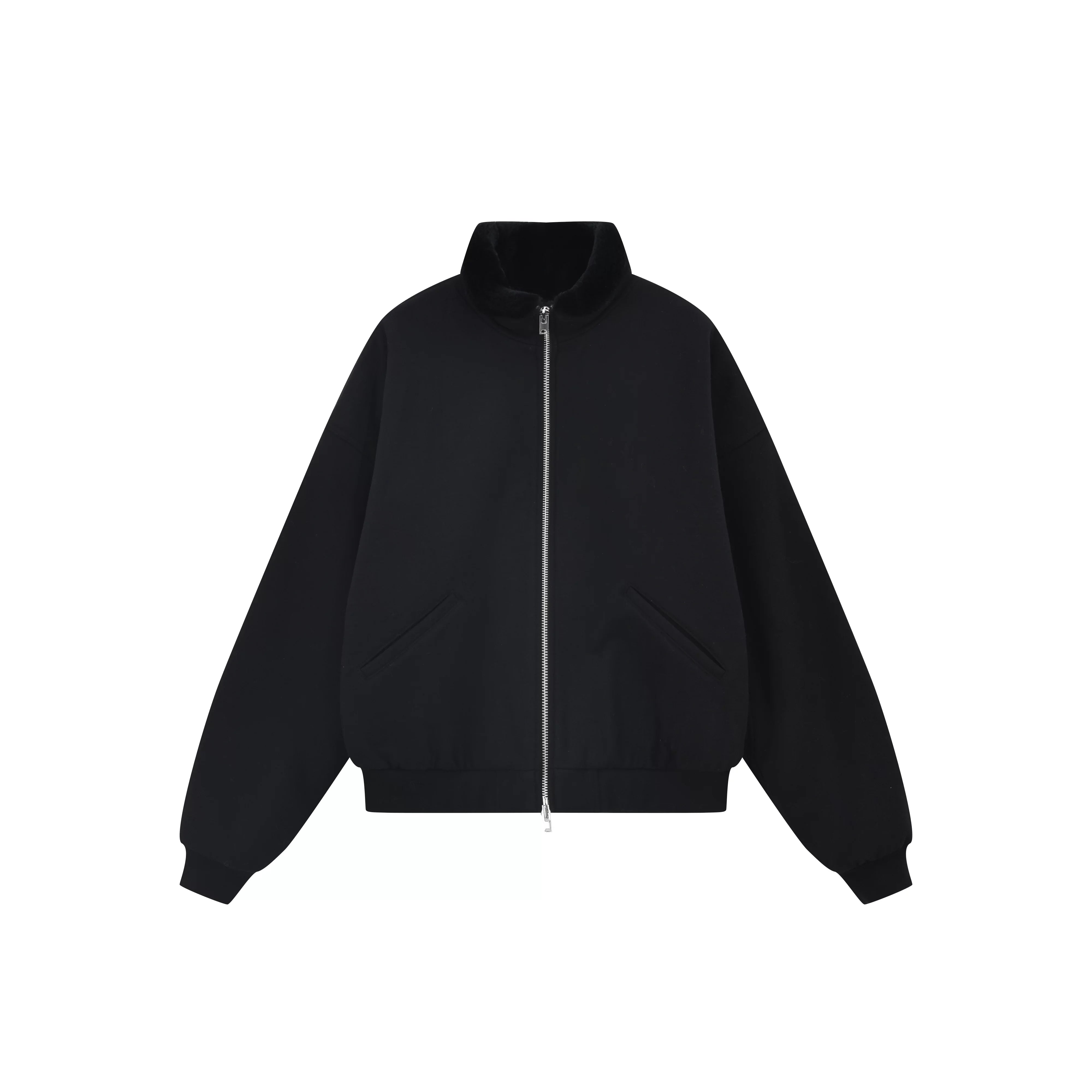 Roolrren homme Men's Heavyweight Knitted Coat with Angora Fur Collar