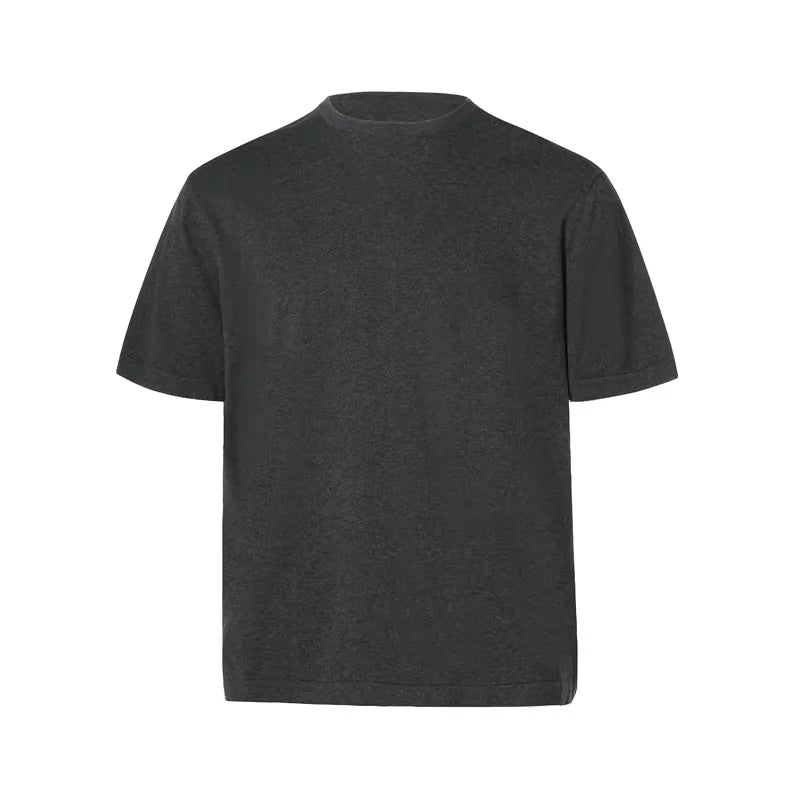 ROYA Cashmere Cotton Blend Knit Crew Neck Short Sleeve Tee