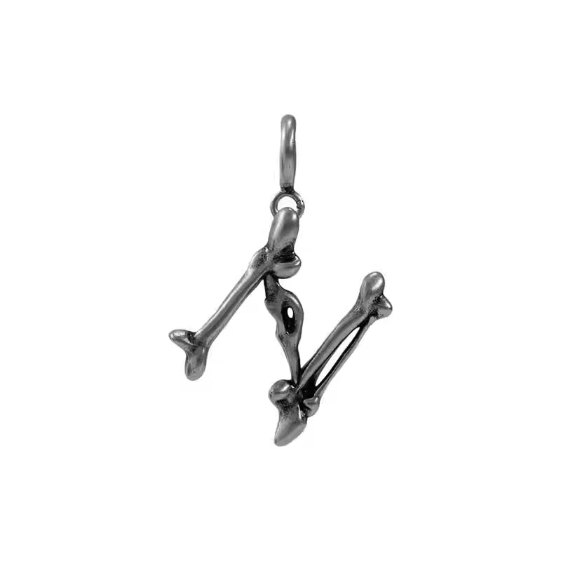 BLACKHEAD S925 Silver Skeleton Alphabet Letter Pendant Necklace Charm