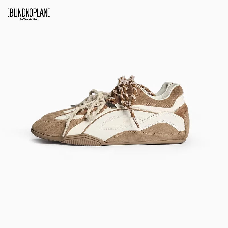 BLINDNOPLAN Black German Trainer Style Sneakers with Mesh and Suede Accents