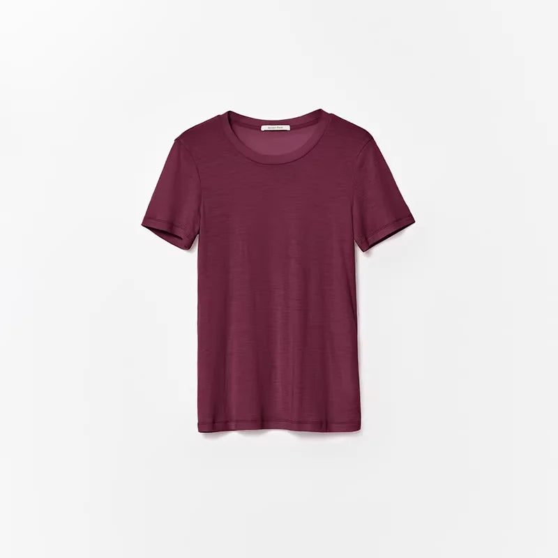 RandomPiece Merino Wool Slim Fit Short Sleeve T-Shirt with U-Neck