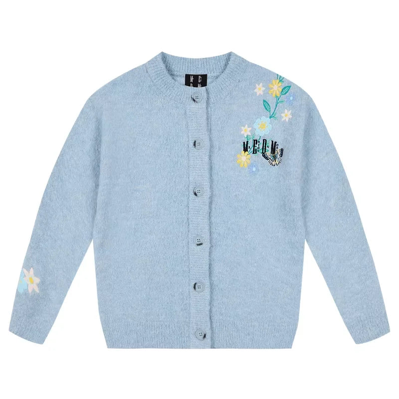 MEDM Embroidered Floral Cardigan Sweater with Button Front