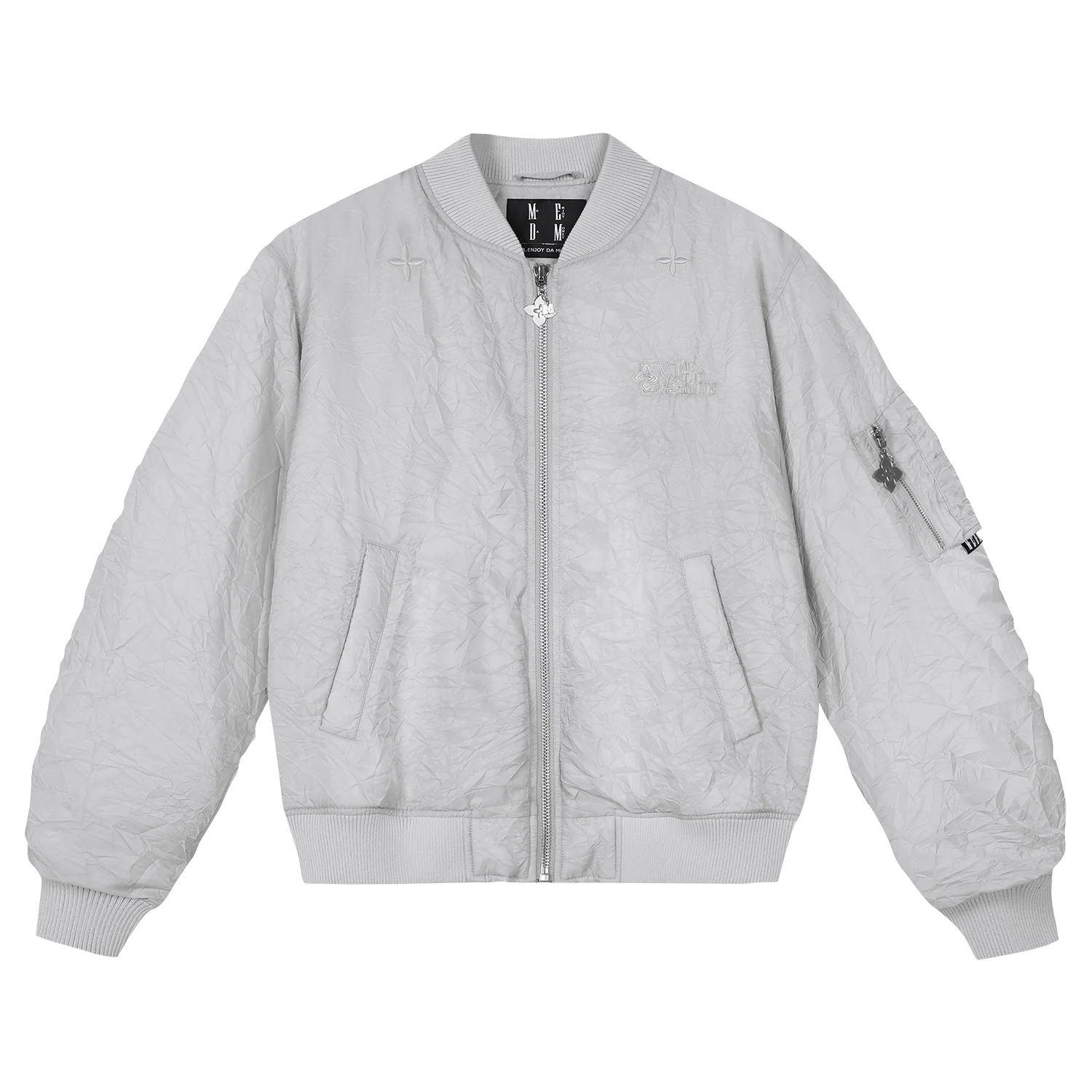 MEDM Unisex Padded Nylon Bomber Jacket with Stand Collar for Autumn and Winter