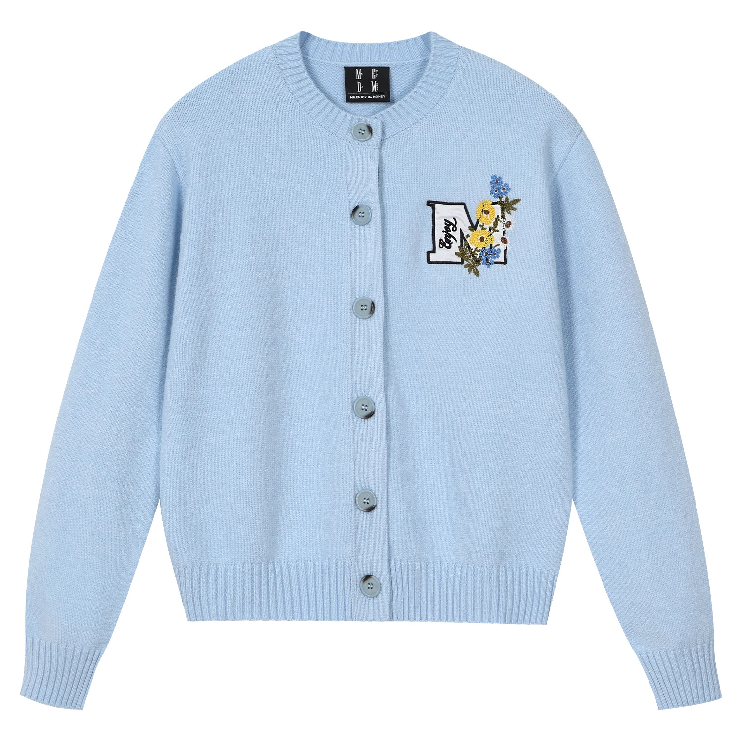 MEDM Floral Embroidered Loose Fit Cardigan Sweater