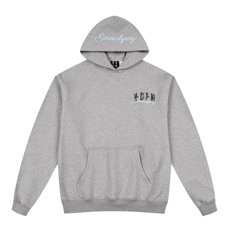 MEDM Unisex Loose Fit Letter Embroidered Hoodie - Street Style Casual Sweatshirt for Autumn