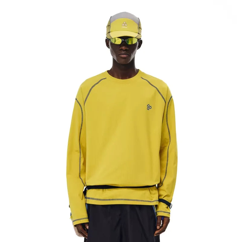 FPA Men's Quick-Dry Long-Sleeve Sports T-Shirt with Contrast Stitching