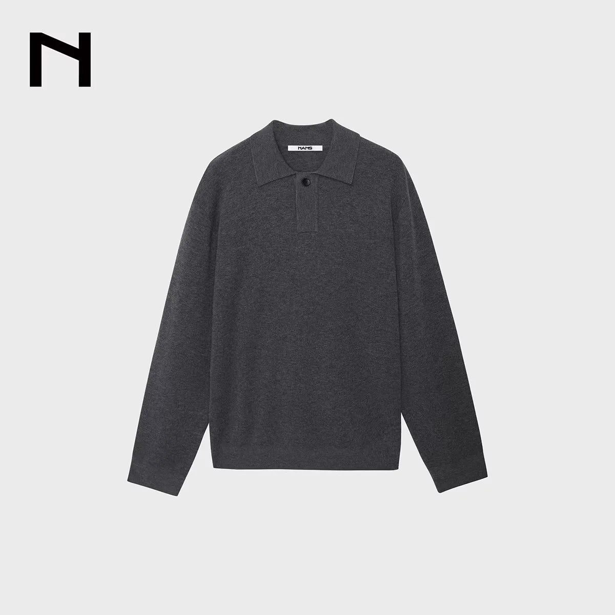 NANS Menswear Men's Fine Knit Merino Wool Polo Sweater
