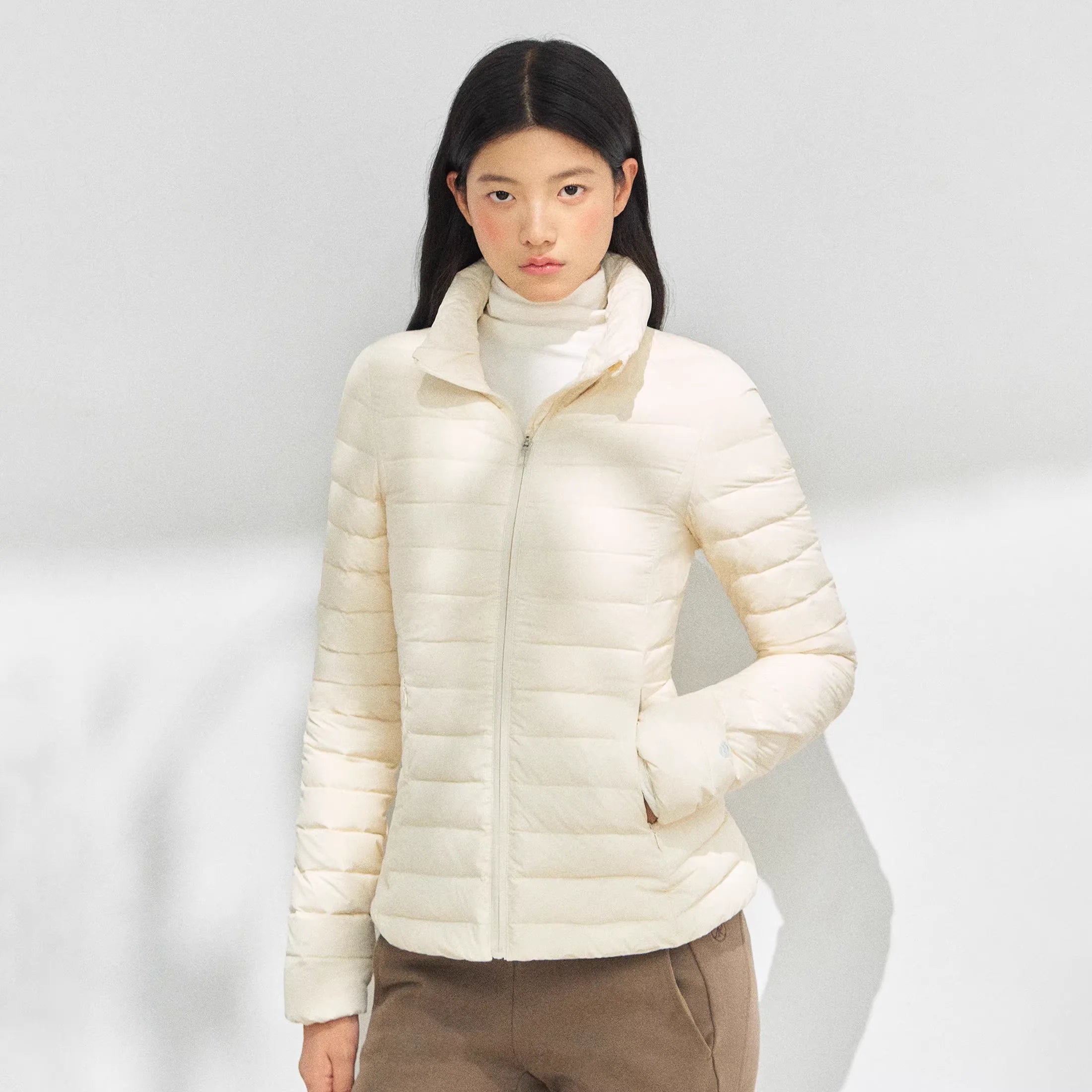 ARISEISM Women's Slim Fit Stand Collar Down Jacket - Lightweight Quilted Winter Coat