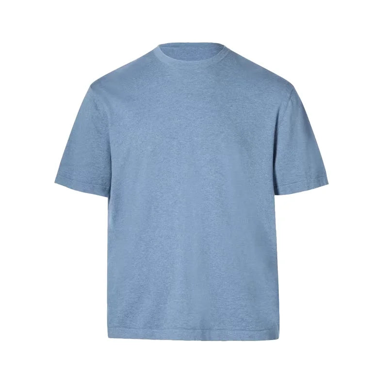 ROYA Cashmere Cotton Blend Knit Crew Neck Short Sleeve Tee