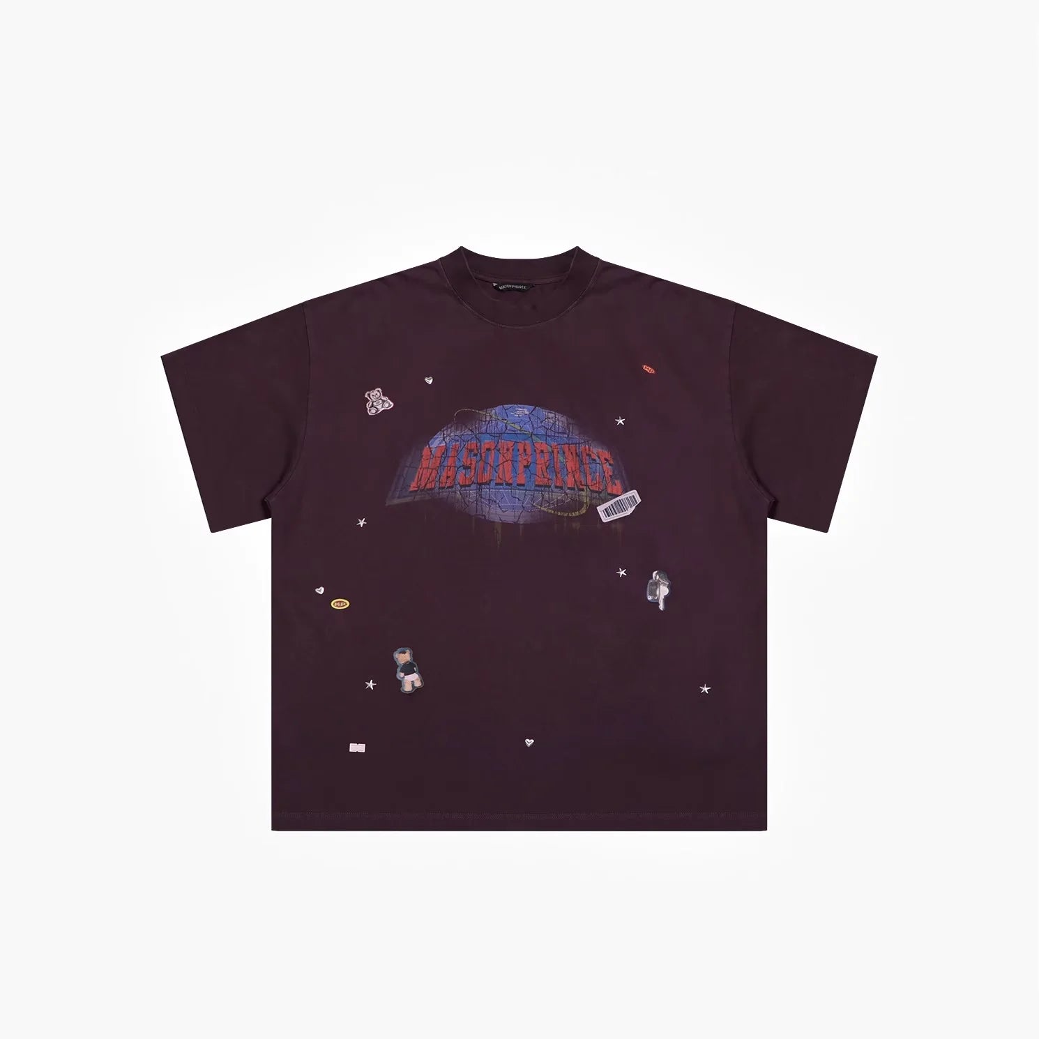 MASONPRINCE 4-Piece Space Patch Knit Set - Short Sleeve, Vest, Hoodie, Pants