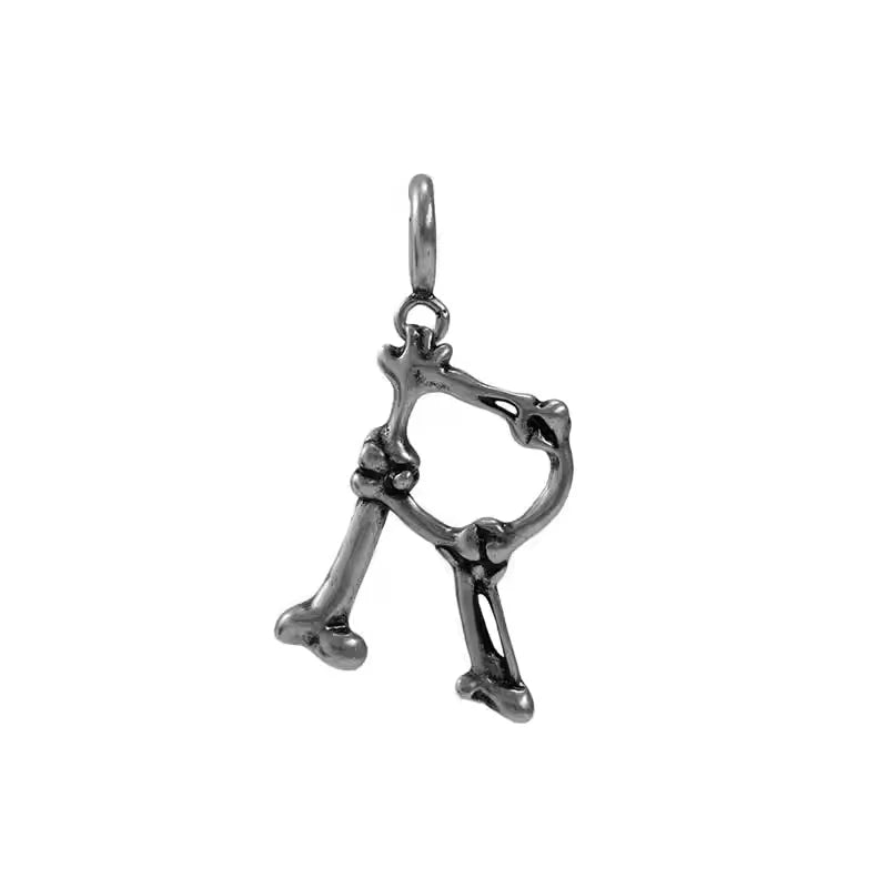 BLACKHEAD S925 Silver Skeleton Alphabet Letter Pendant Necklace Charm