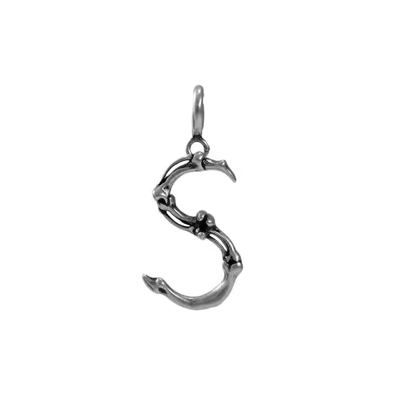 BLACKHEAD S925 Silver Skeleton Alphabet Letter Pendant Necklace Charm