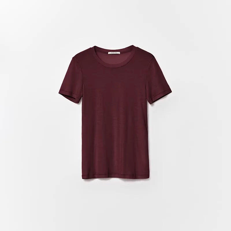 RandomPiece Merino Wool Slim Fit Short Sleeve T-Shirt with U-Neck
