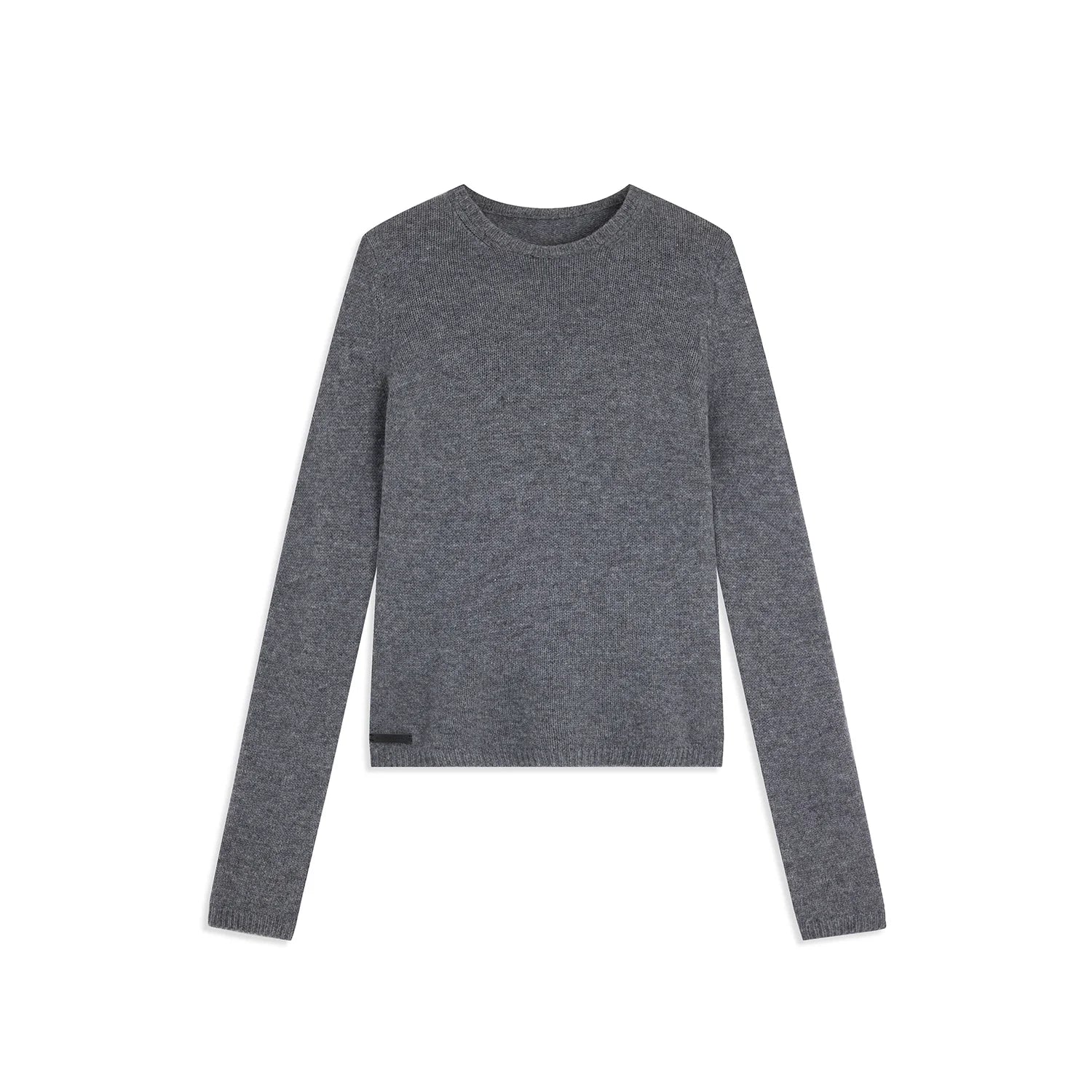 alright then Women's Fitted Wool Crewneck Sweater - Double Layer Knit