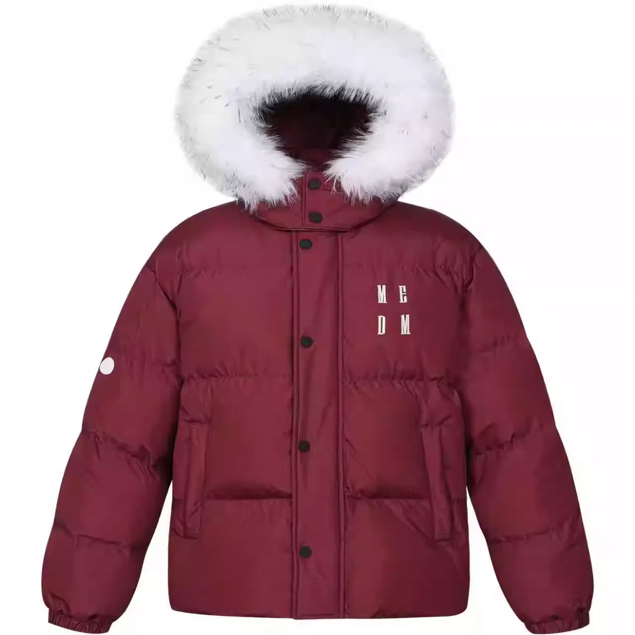 MEDM Women's Winter Down Puffer Jacket with Detachable Fur Hood and Stand Collar