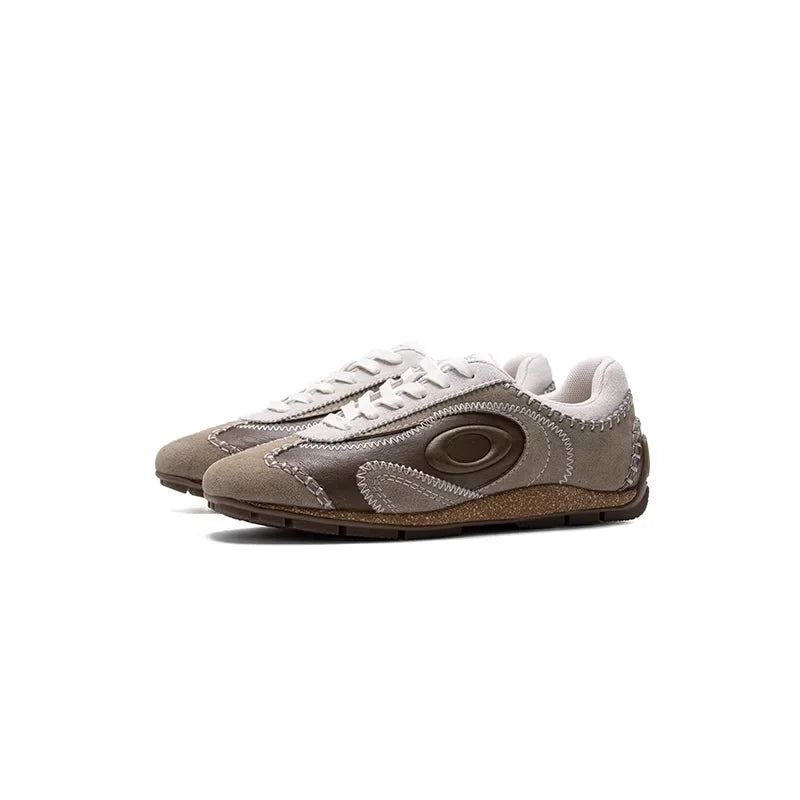 OLDORDER Retro German Trainer Sneakers - White and Blue Casual Women's Shoes