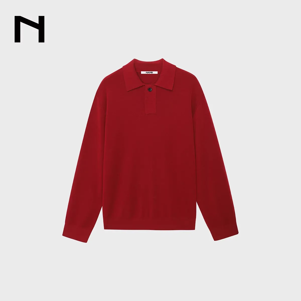 NANS Menswear Men's Fine Knit Merino Wool Polo Sweater