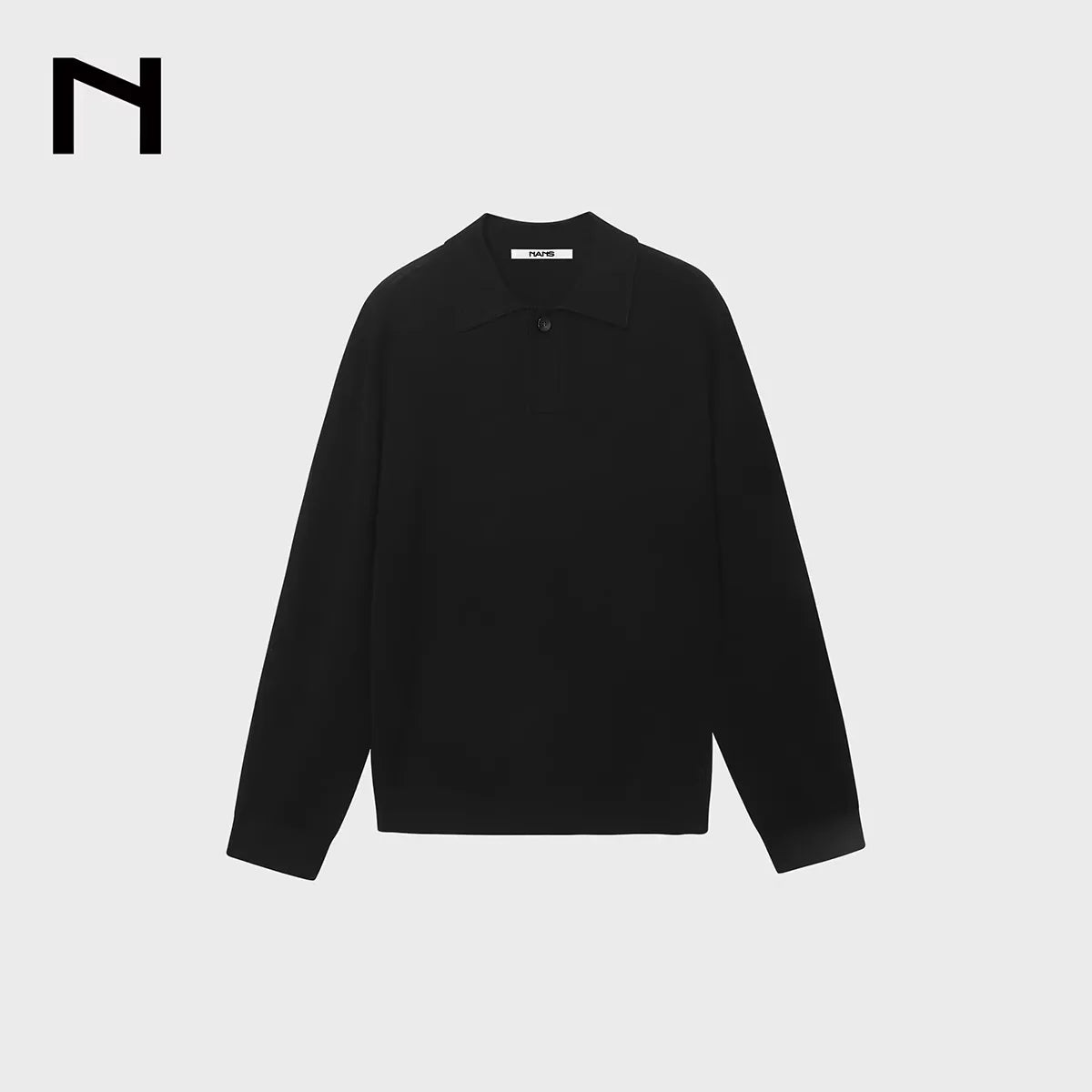 NANS Menswear Men's Fine Knit Merino Wool Polo Sweater