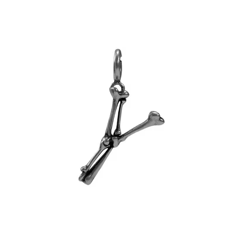 BLACKHEAD S925 Silver Skeleton Alphabet Letter Pendant Necklace Charm