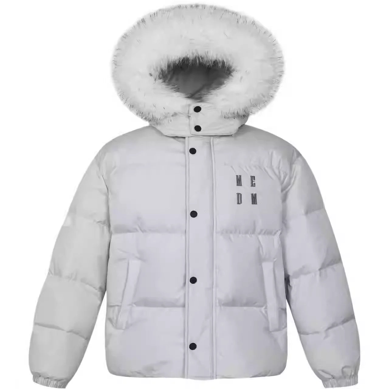 MEDM Women's Winter Down Puffer Jacket with Detachable Fur Hood and Stand Collar