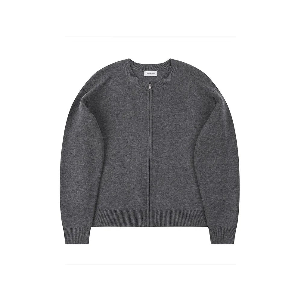 AFterTaste Men's Charcoal Gray Full-Zip Wool Cardigan