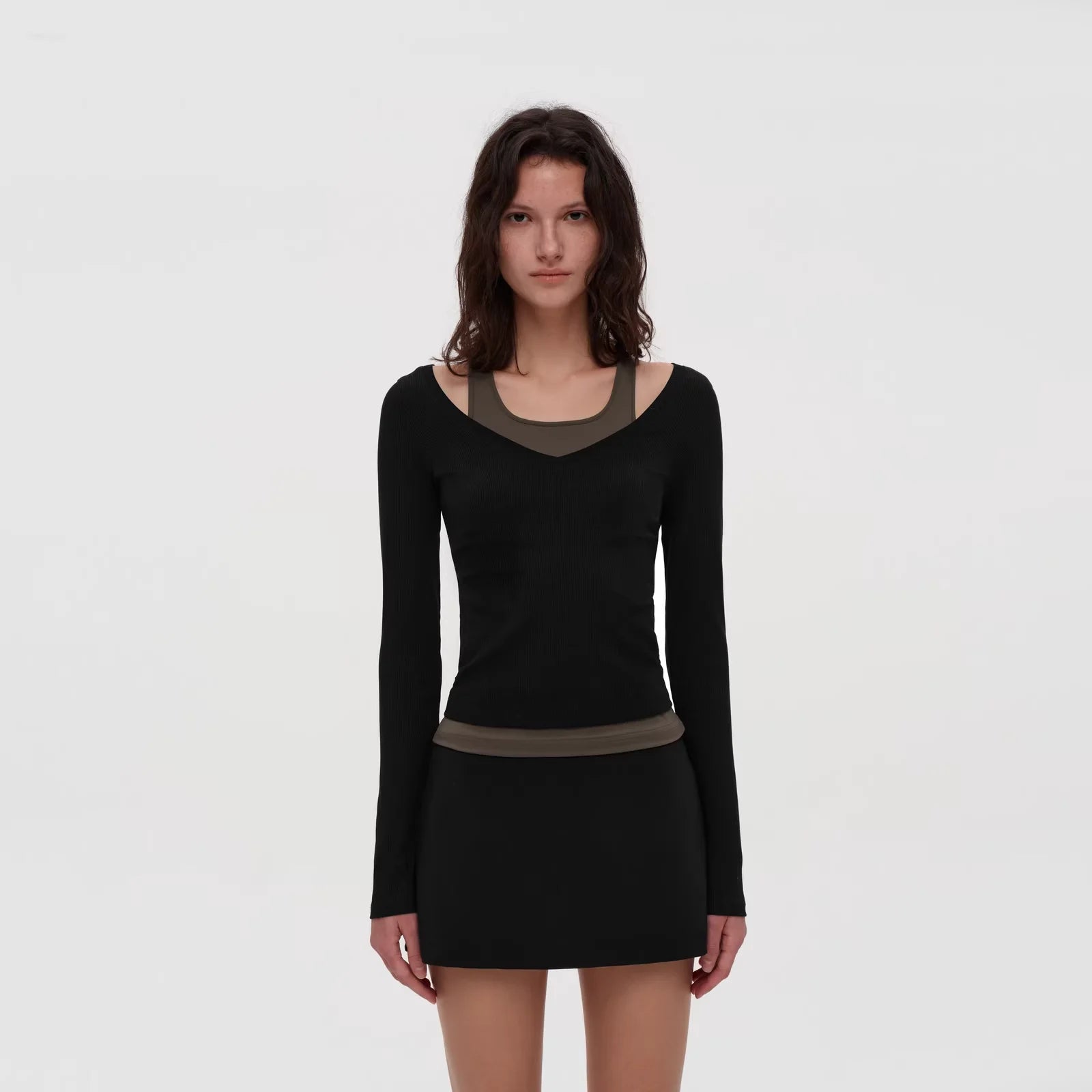 PUKI Colorblock Ballet-Inspired Halter Top and Bow Skirt Set